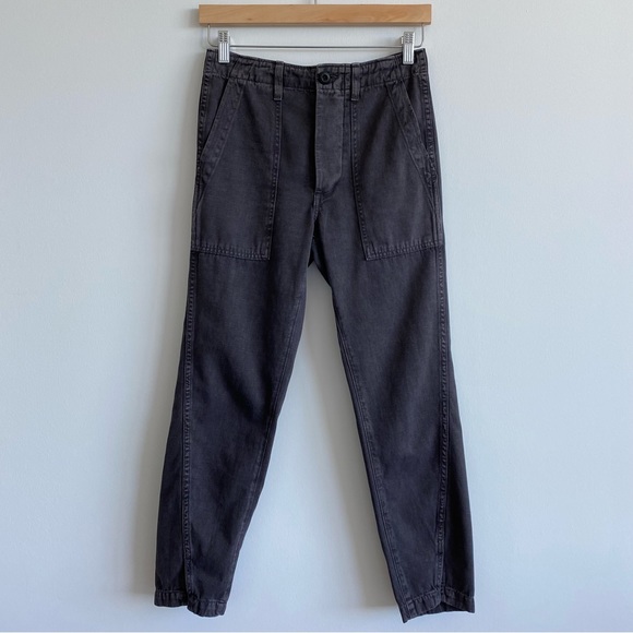 AMO Washed Black Army Twist Chino Cropped Pant - Picture 2 of 9